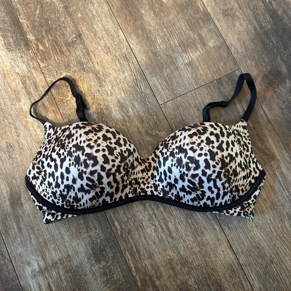 Victoria's Secret Leopard Print Bra with Black Accents